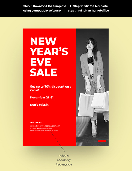 Free New Year Sale Poster Template to Edit Online
