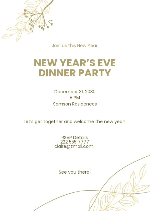 New Year Party Invitation Template - Word, Outlook, PSD | Template.net