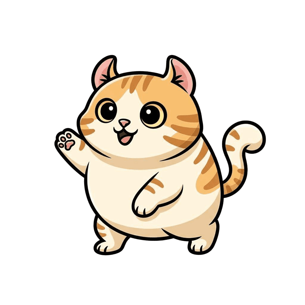 Free American Curl cartoon Flat Vector Cat Clipart Template to Edit Online