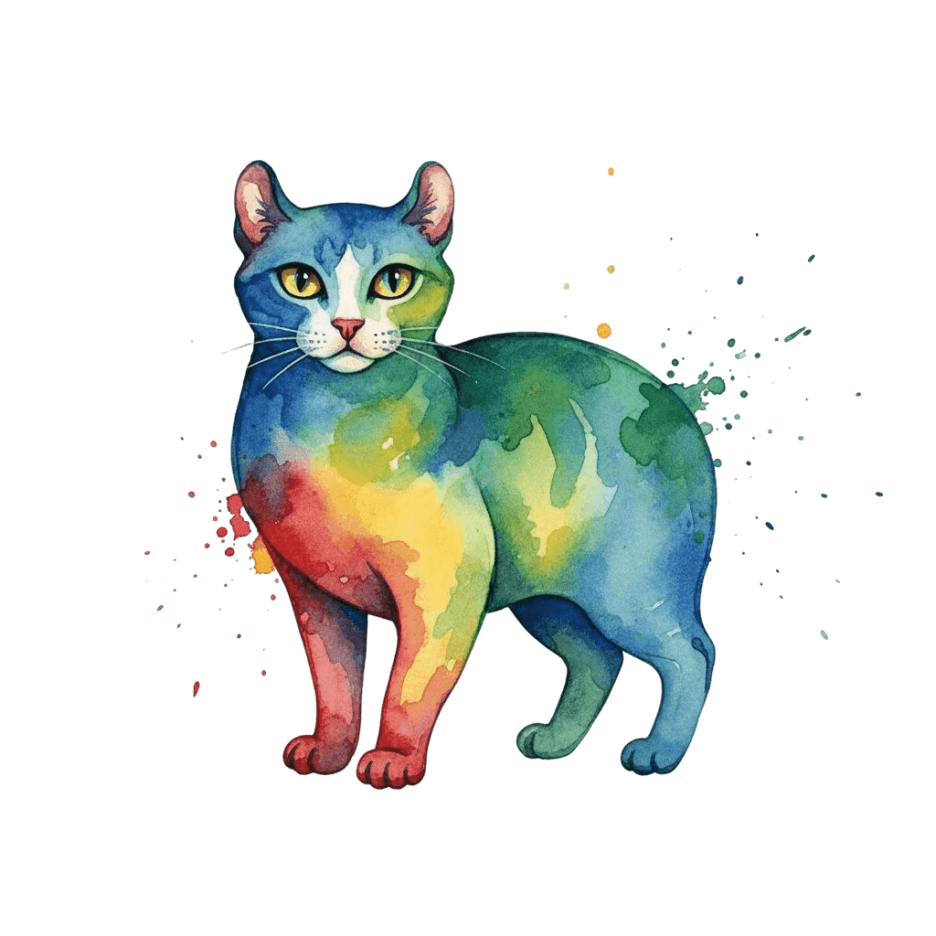Free American Curl symbol Watercolor Cat Clipart Template to Edit Online