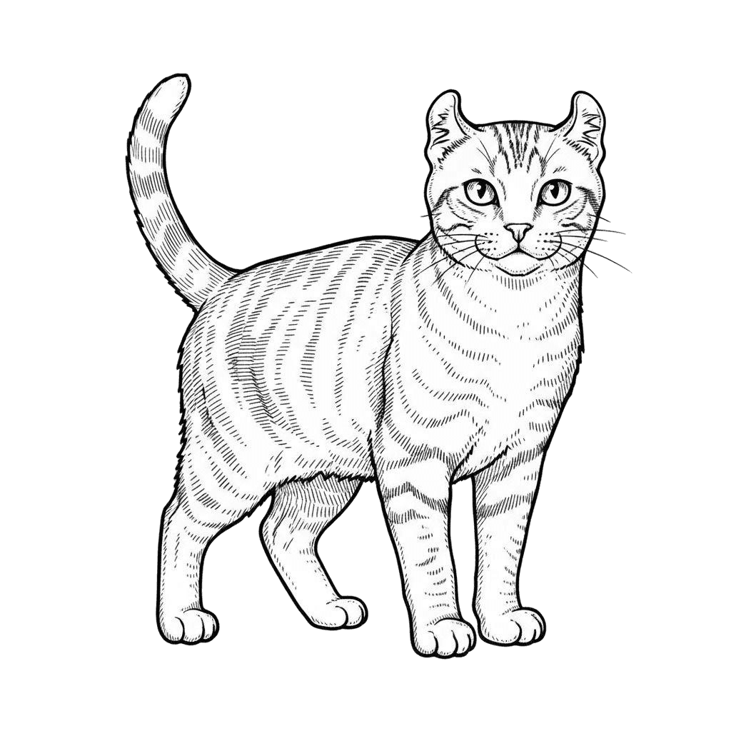 Free American Curl Clipart Ink Drawing Cat Clipart Template to Edit Online