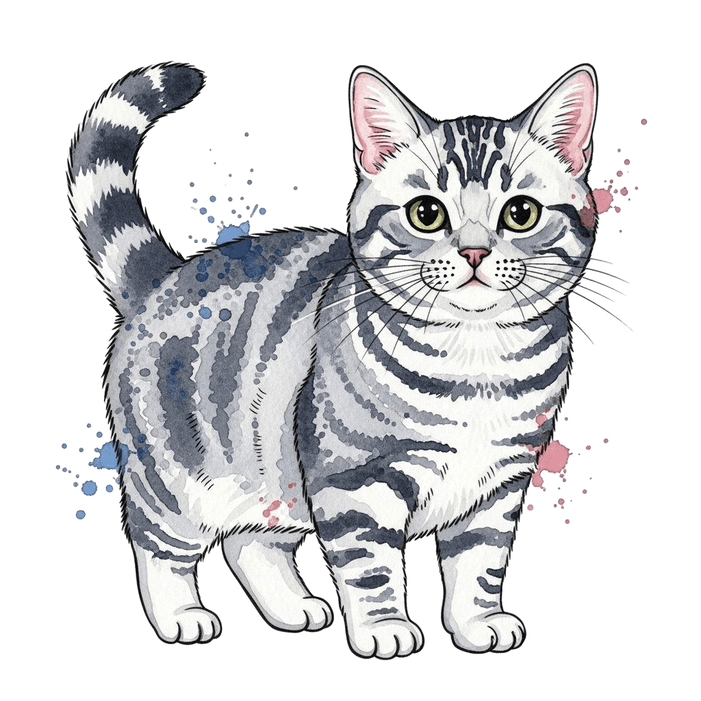 Free American Shorthair 3d Watercolor Cat Clipart Template to Edit Online