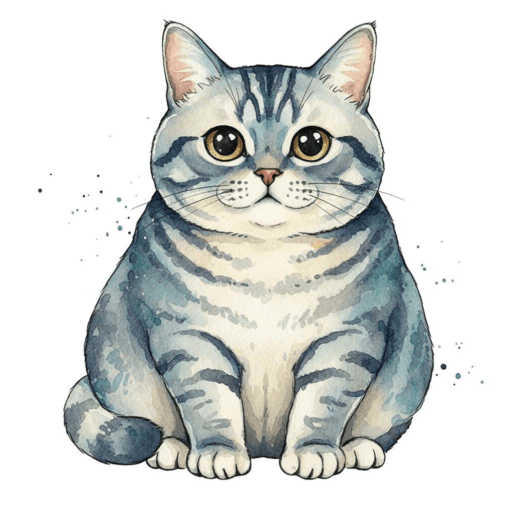 Free American Shorthair Emoji Watercolor Cat Clipart Template to Edit Online