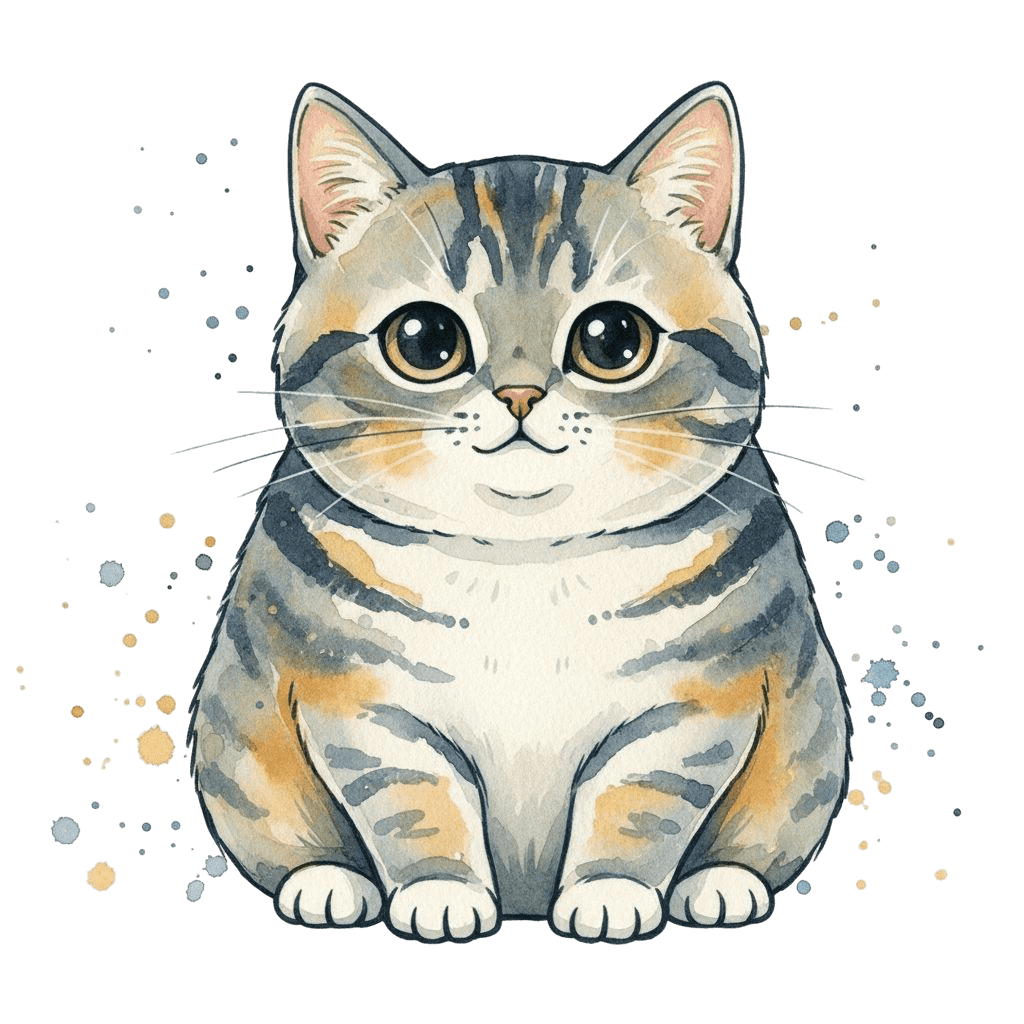 Free American Shorthair cartoon Watercolor Cat Clipart Template to Edit Online
