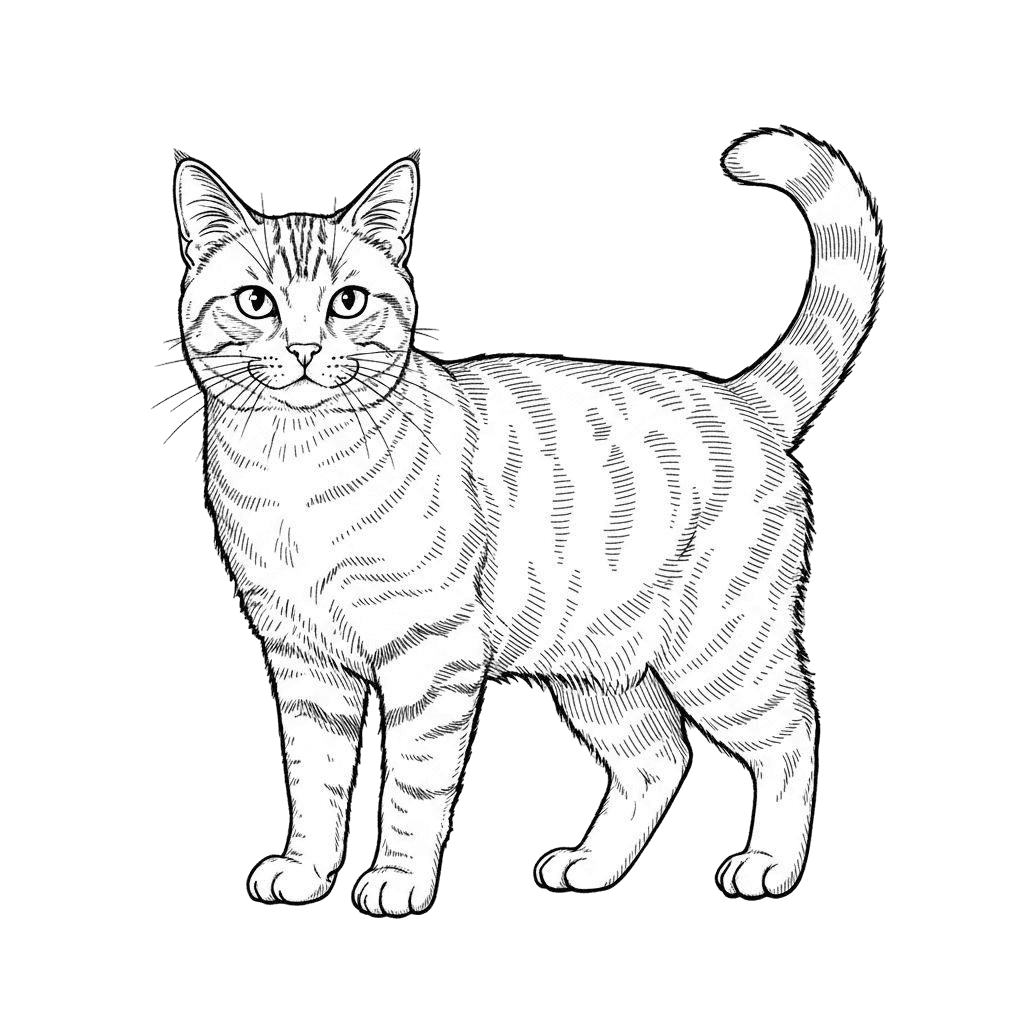Free American Shorthair symbol Ink Drawing Cat Clipart Template to Edit Online