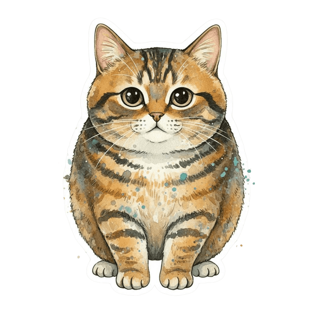 Free American Shorthair sticker Watercolor Cat Clipart Template to Edit Online
