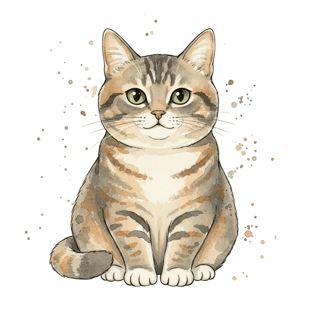 Free American Shorthair Clipart Watercolor Cat Clipart Template to Edit Online
