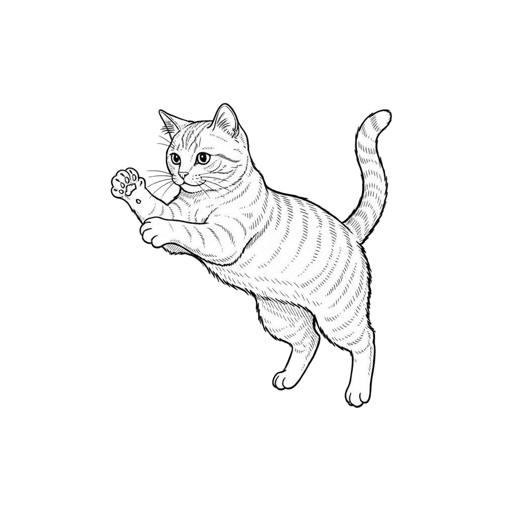 Free American Shorthair Clipart Ink Drawing Cat Clipart Template to Edit Online