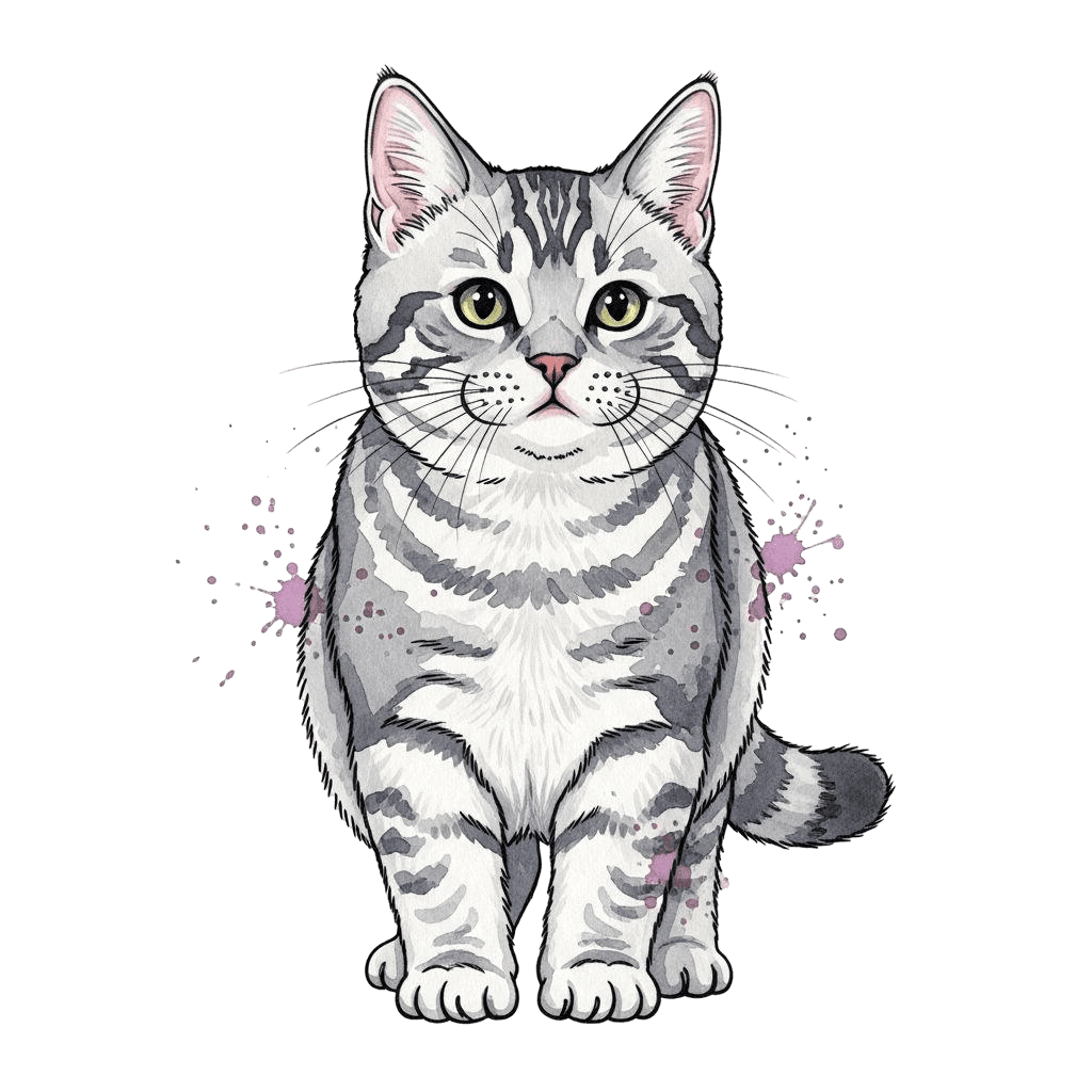 Free American Wirehair 3d Watercolor Cat Clipart Template to Edit Online
