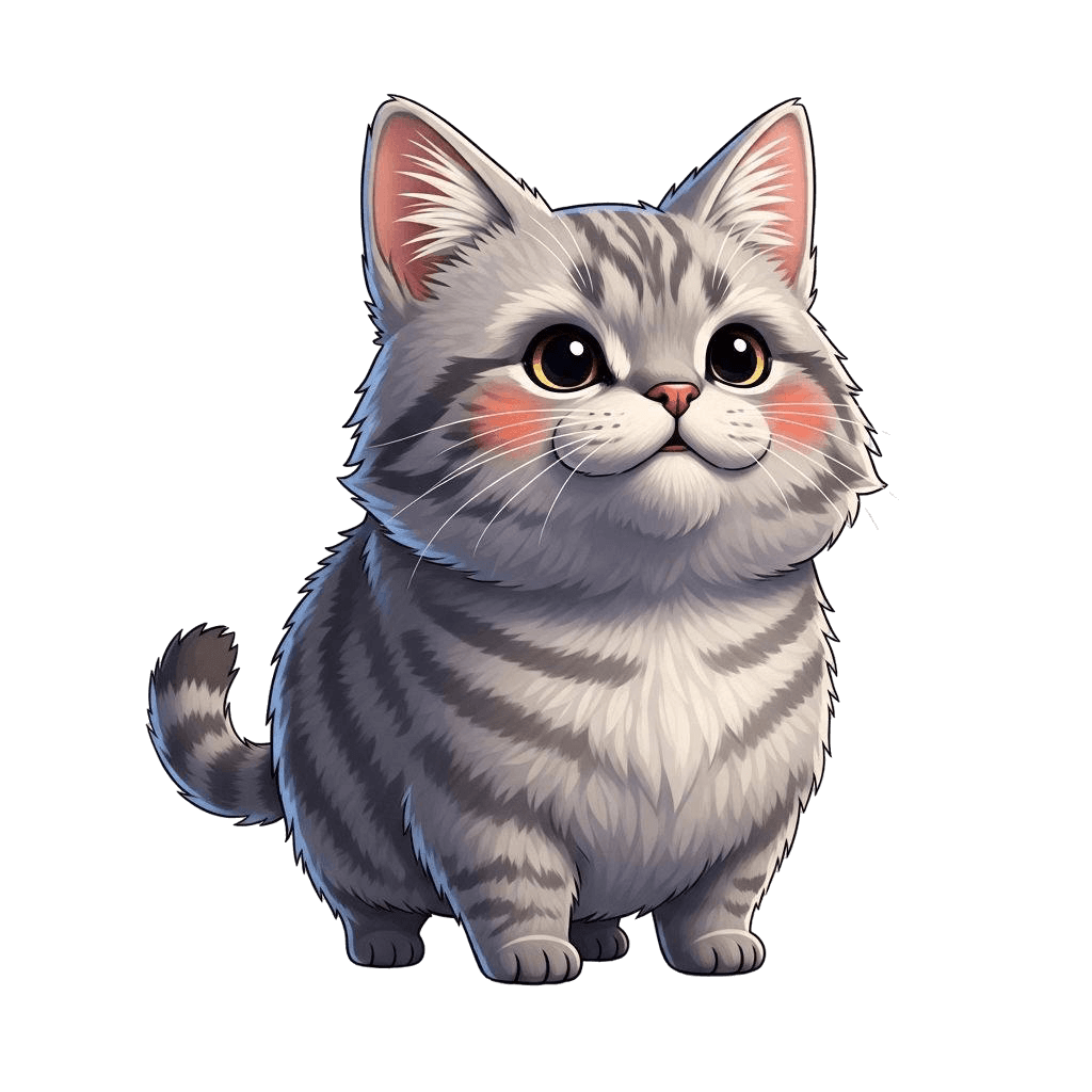 Free American Wirehair 3d Flat Vector Cat Clipart Template to Edit Online