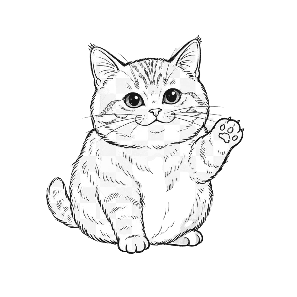 Free American Wirehair drawing Digital Vector Cat Clipart Template to Edit Online
