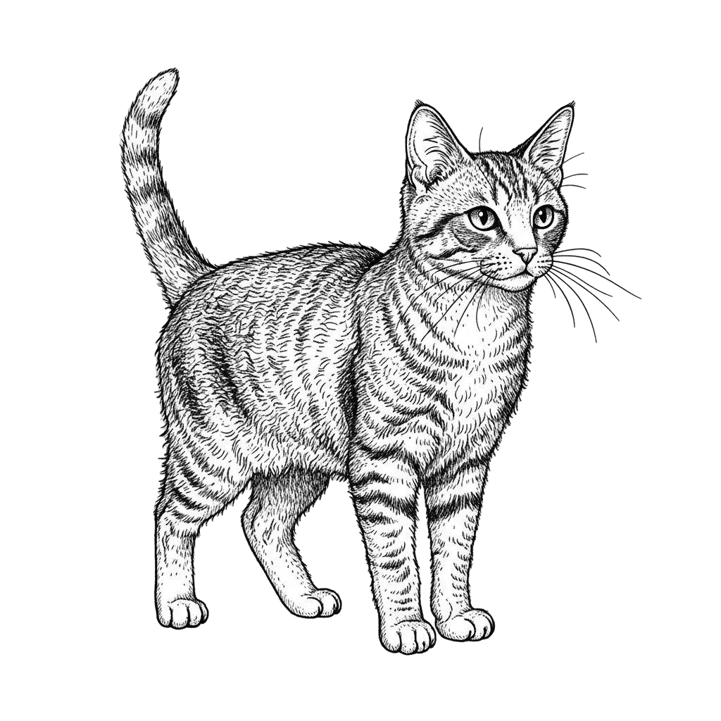 Free American Wirehair drawing Ink Drawing Cat Clipart Template to Edit Online