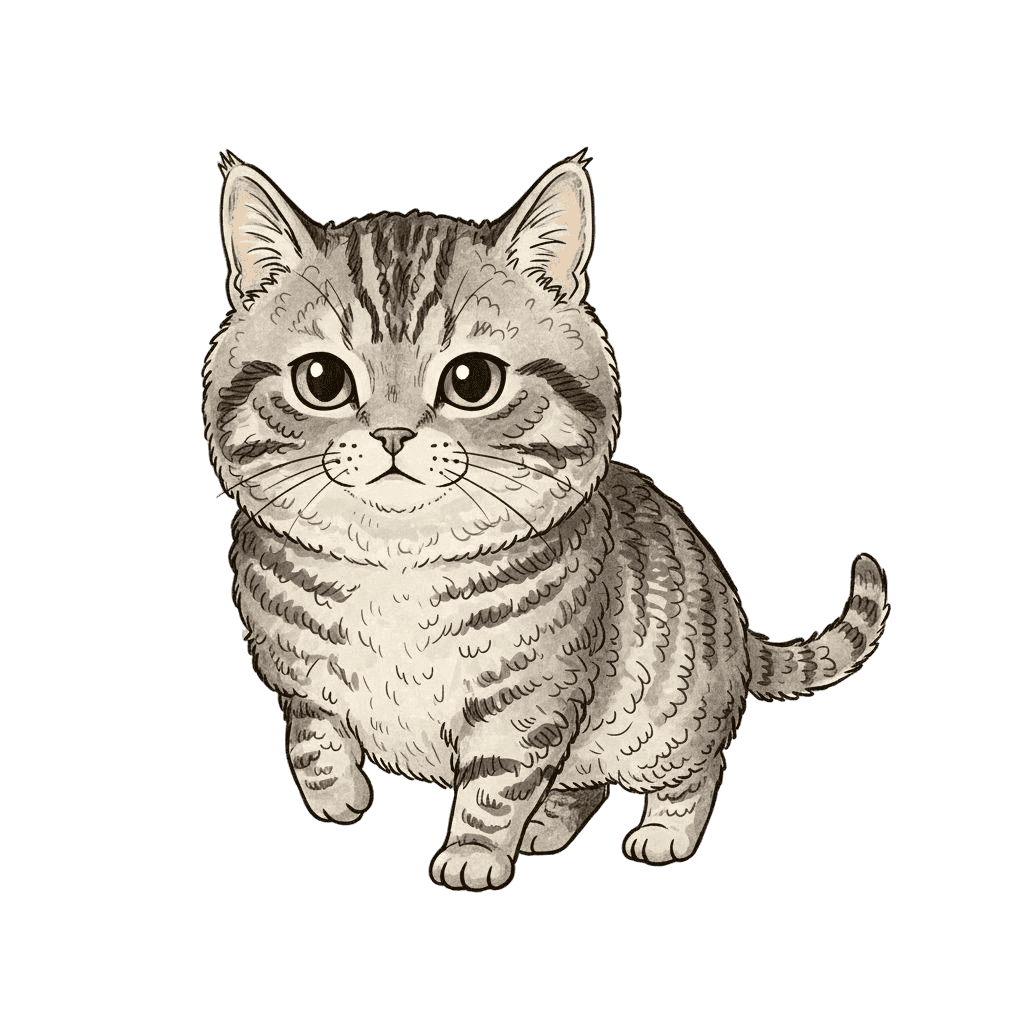 Free American Wirehair drawing Flat Vector Cat Clipart Template to Edit Online