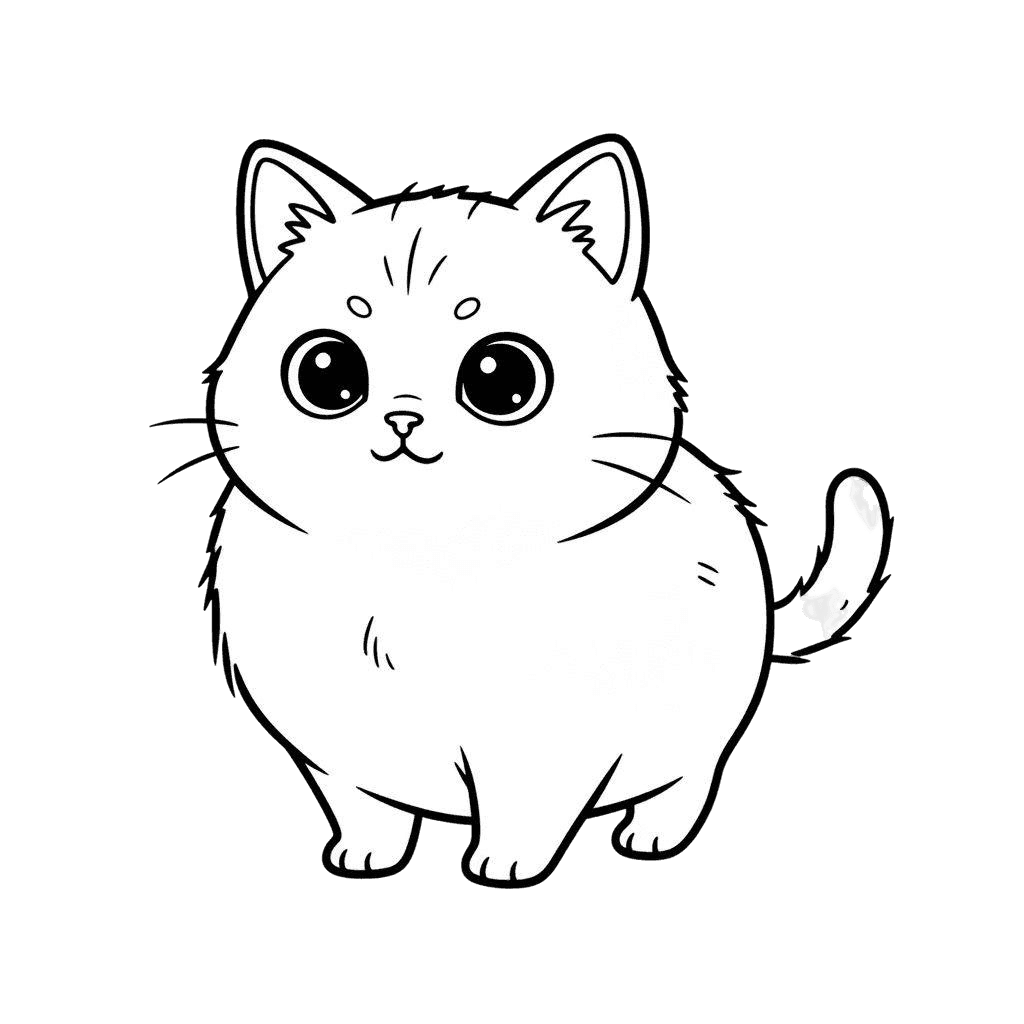 Free American Wirehair outline Flat Vector Cat Clipart Template to Edit Online