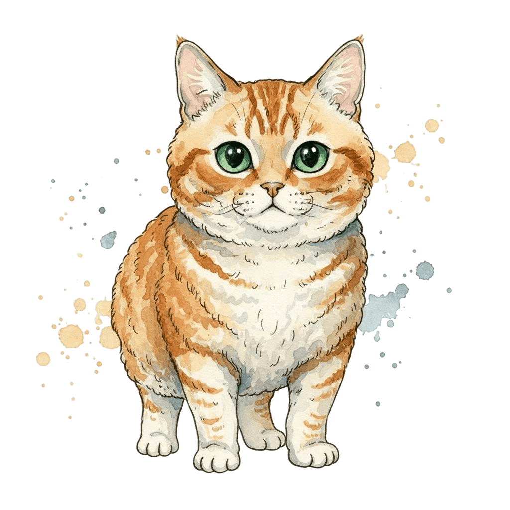 Free American Wirehair silhouette Watercolor Cat Clipart Template to Edit Online