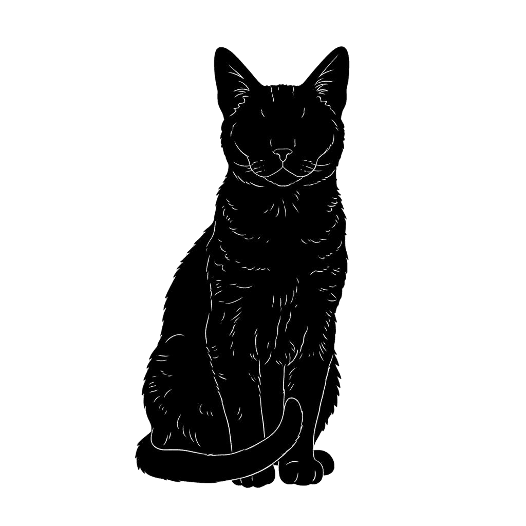 Free American Wirehair silhouette Flat Vector Cat Clipart Template to Edit Online