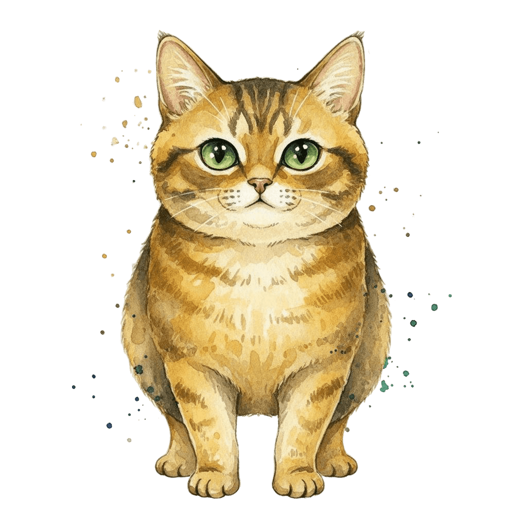 Free American Wirehair Emoji Watercolor Cat Clipart Template to Edit Online