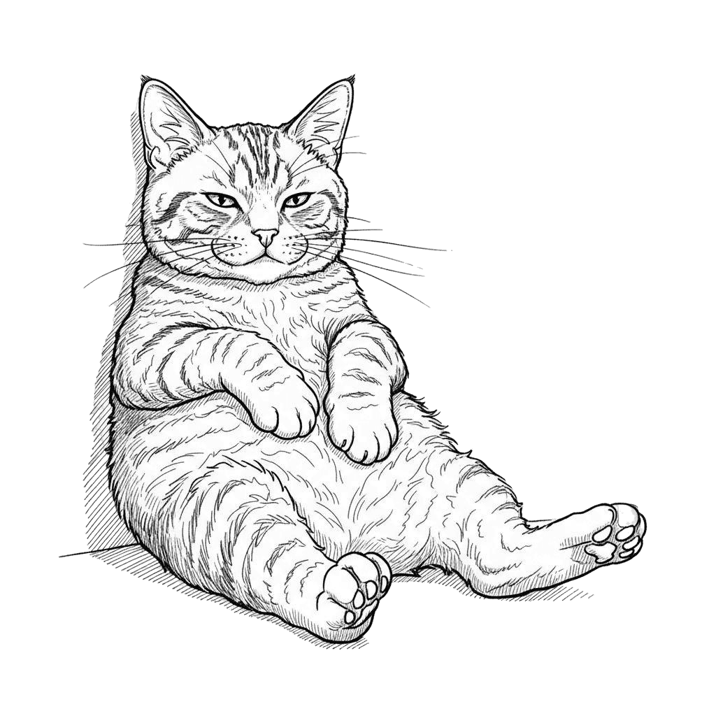 Free American Wirehair Emoji Ink Drawing Cat Clipart Template to Edit Online