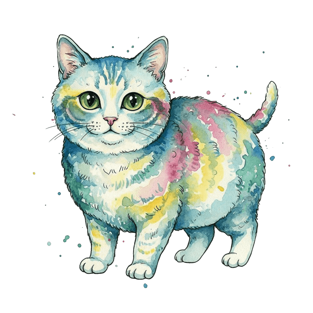 Free American Wirehair symbol Watercolor Cat Clipart Template to Edit Online