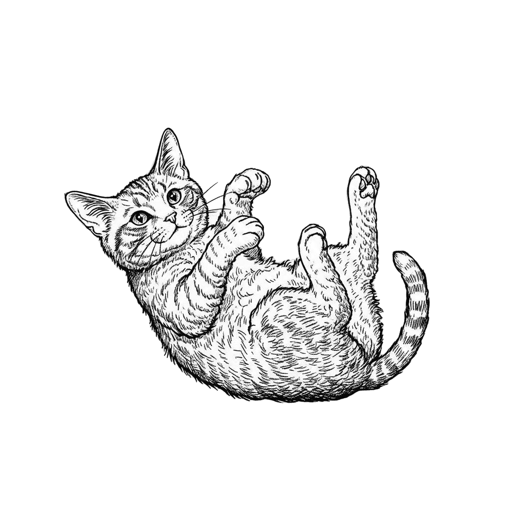 Free American Wirehair symbol Ink Drawing Cat Clipart Template to Edit Online