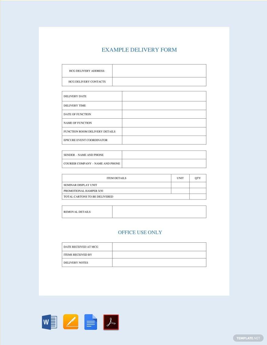 Delivery Note Form Template