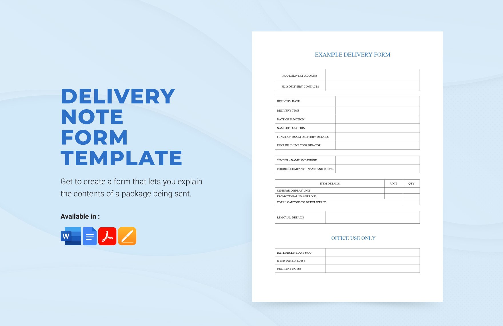 Delivery Note Form Template