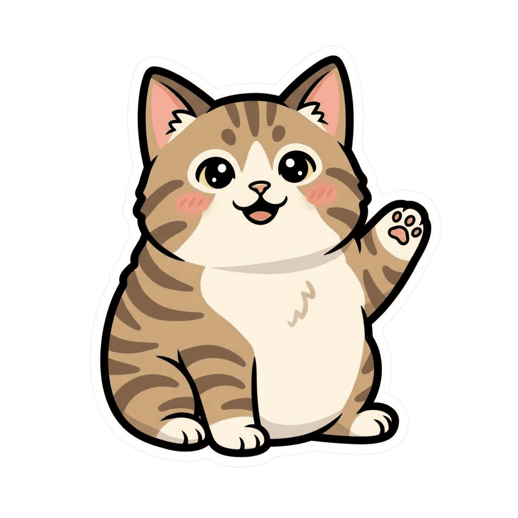 Free American Wirehair sticker Flat Vector Cat Clipart Template to Edit Online