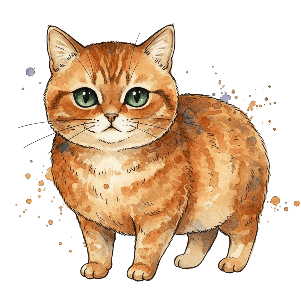 Free American Wirehair Clipart Watercolor Cat Clipart Template to Edit Online