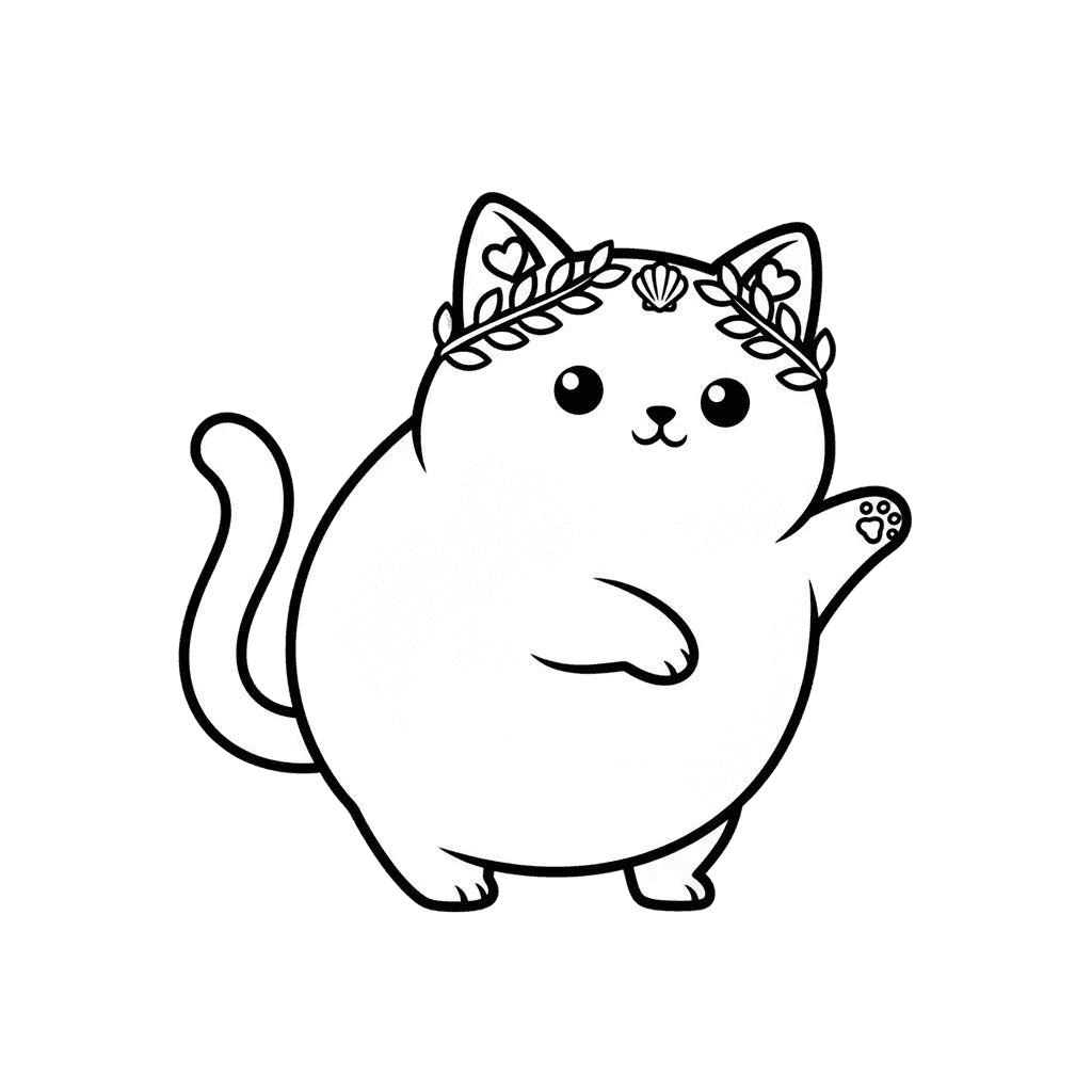 Free Aphrodite outline Flat Vector Cat Clipart Template to Edit Online