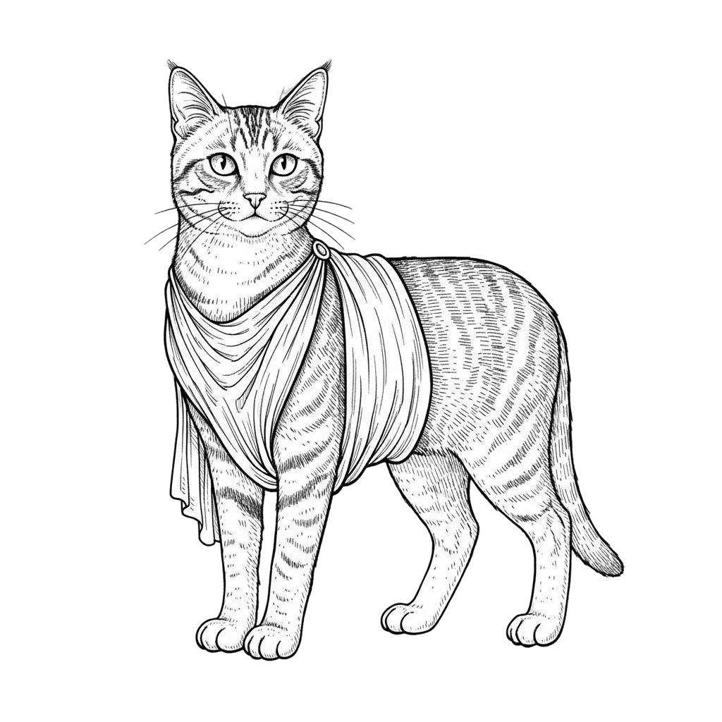 Free Aphrodite silhouette Ink Drawing Cat Clipart Template to Edit Online