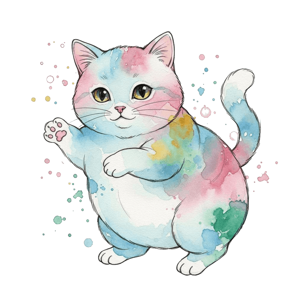 Free Aphrodite Emoji Watercolor Cat Clipart Template to Edit Online