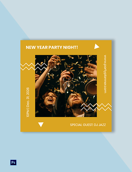 Free New Year Party Linkedin Post Template to Edit Online