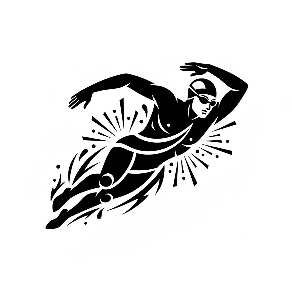 Free Swimming Black and White Clipart Template to Edit Online