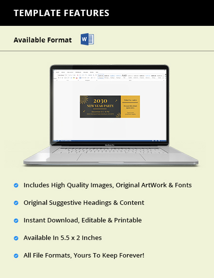 Free New Year Party Ticket Template to Edit Online