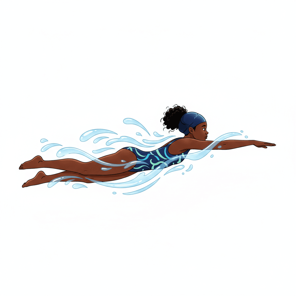 Free Black Girl Swimming Clipart Template to Edit Online