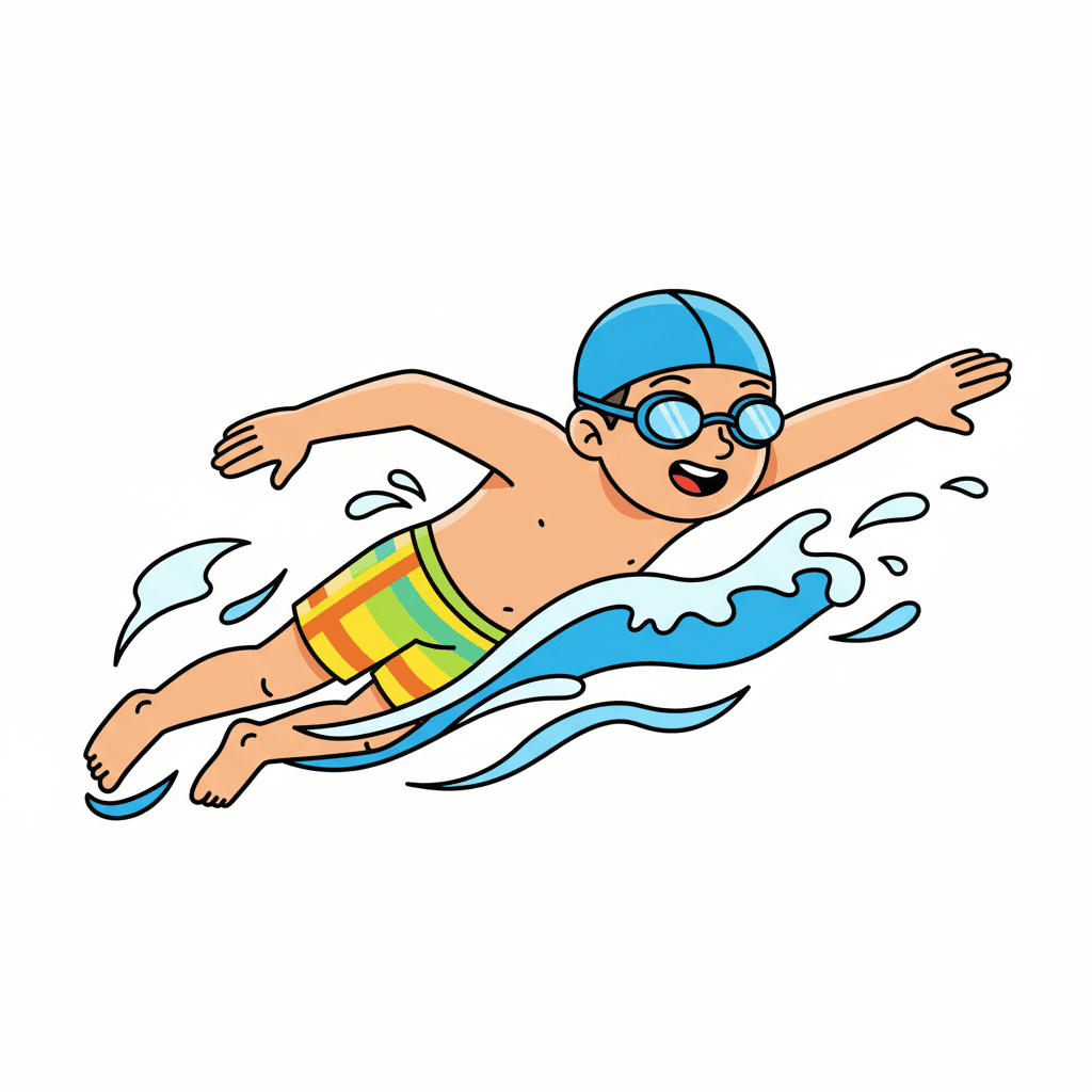 Free Boy Swimming Clipart Template to Edit Online