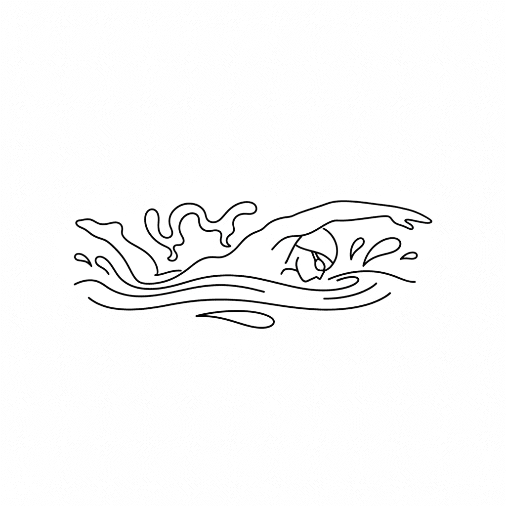 Free Simple Outline Swimming Clipart Template to Edit Online