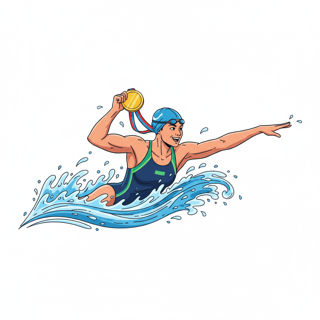 Free Swimmer Medal Pose Clipart Template to Edit Online