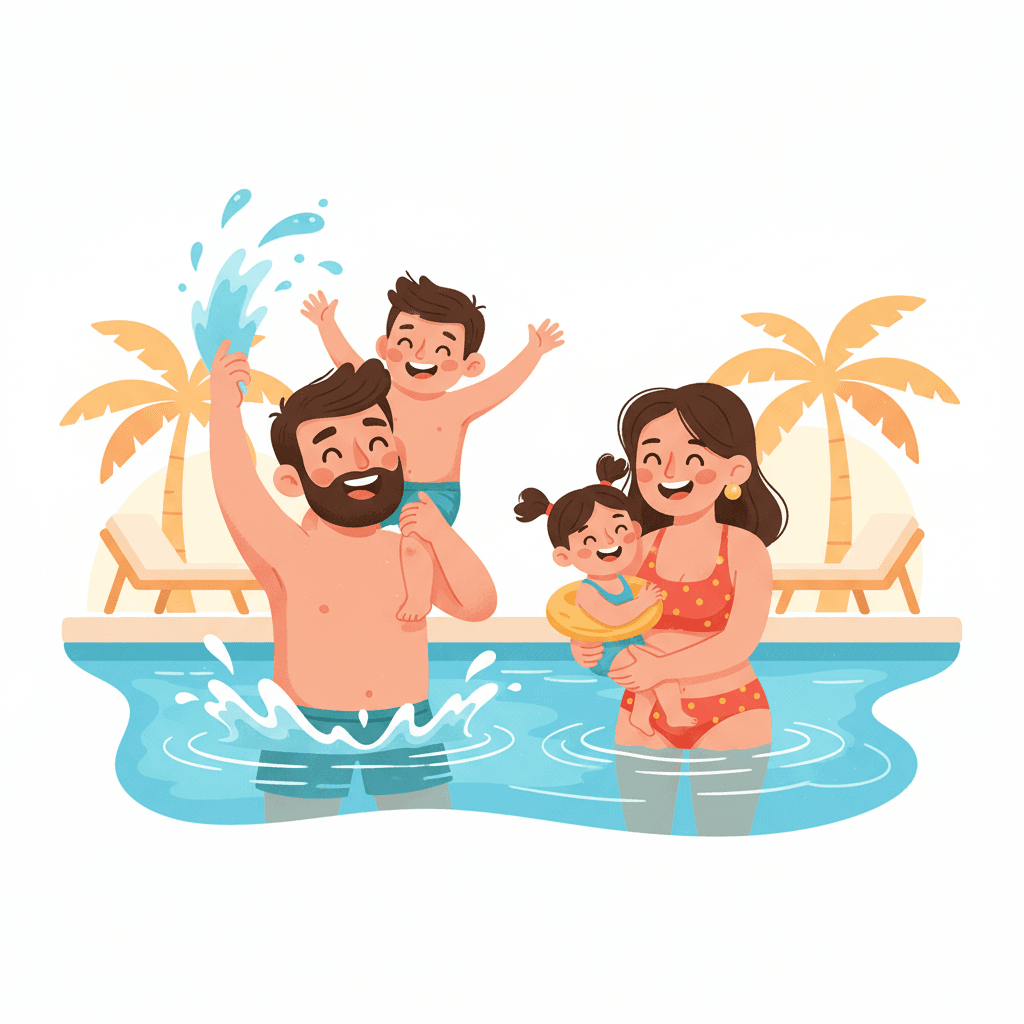 Free Family Swimming Clipart Template to Edit Online