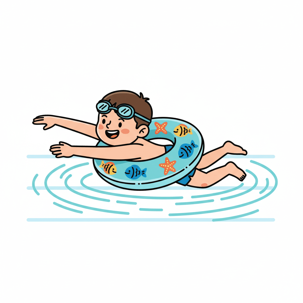 Free Swimming Ring Kid Clipart Template to Edit Online