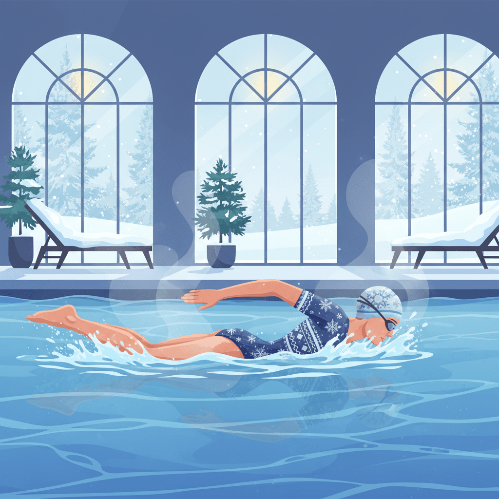 Free Winter Indoor Swimming Clipart Template to Edit Online