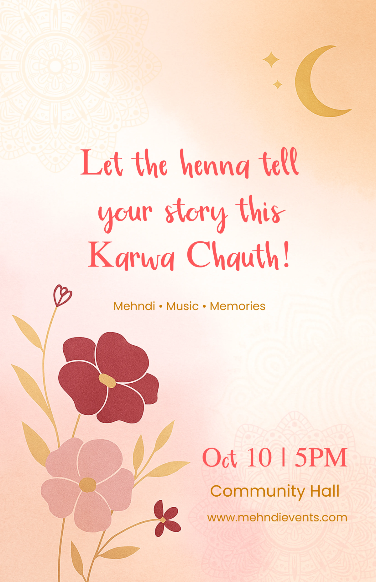 Free Aesthetic Karwa Chauth Mehndi Poster Template to Edit Online