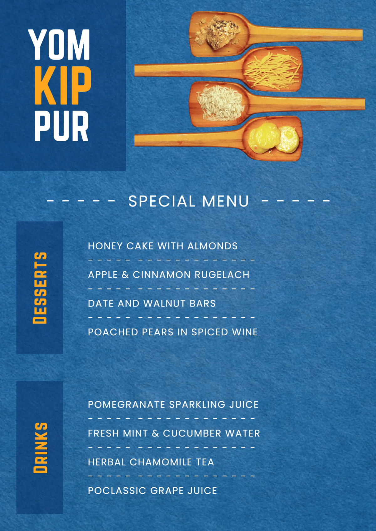 Free Yom Kippur Menu Template to Edit Online