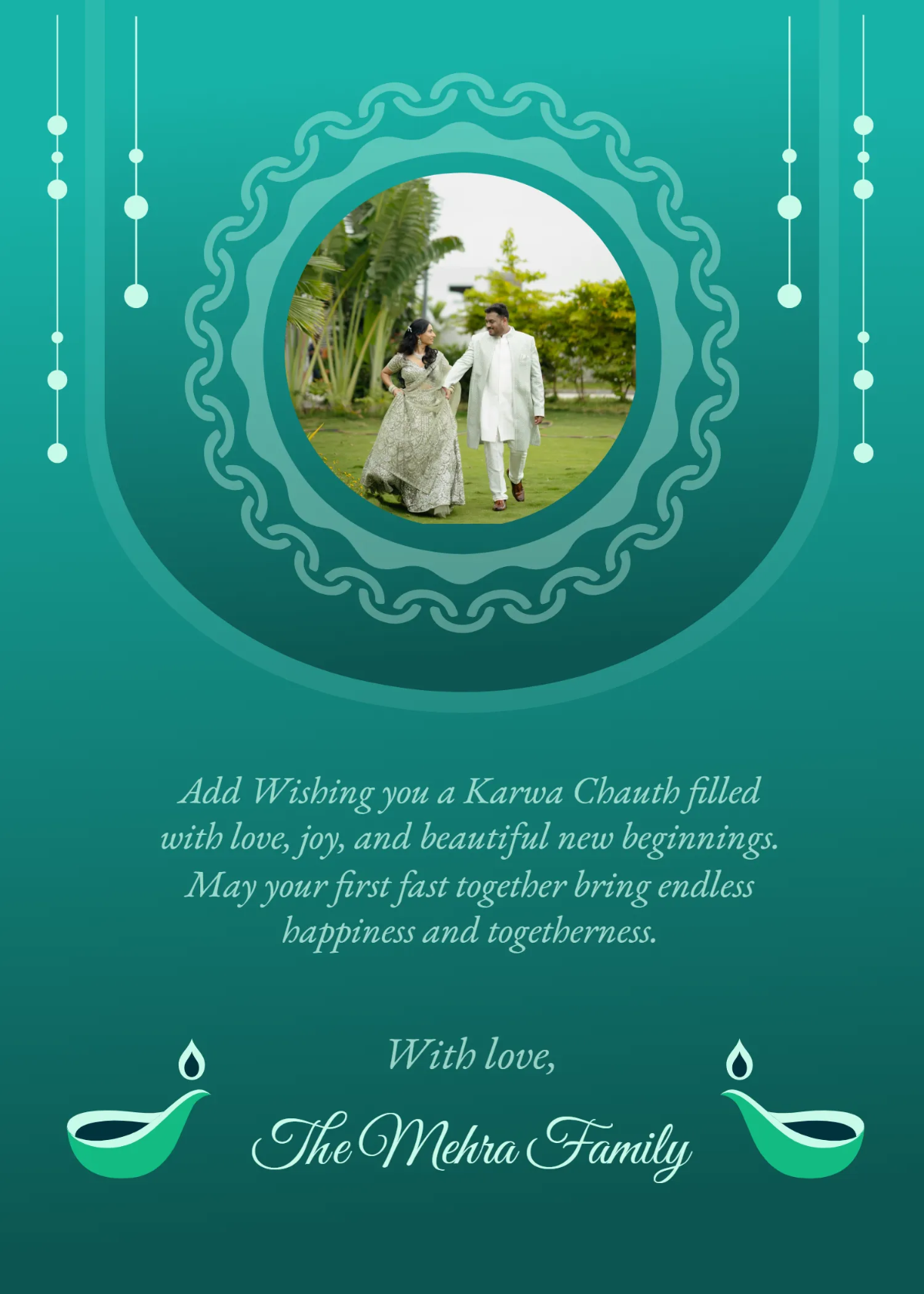 Free Karwa Chauth Newlyweds' First Festival Greeting Card Template to Edit Online