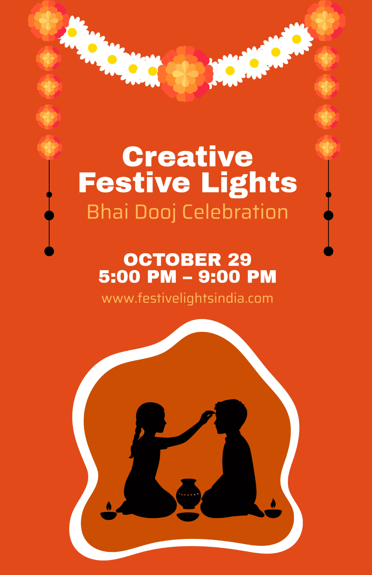 Free Creative Festive Lights Bhai Dooj Poster Template to Edit Online