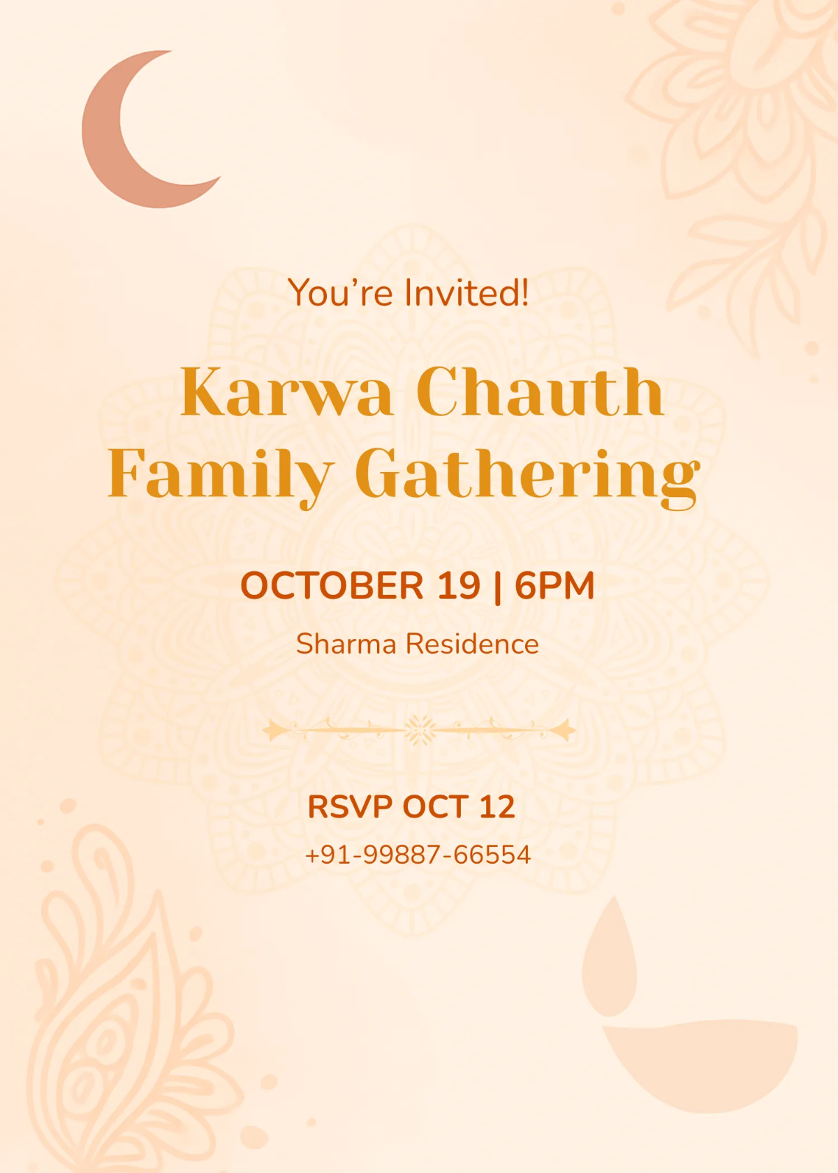 Free Karwa Chauth Family Gathering Invitation Template to Edit Online