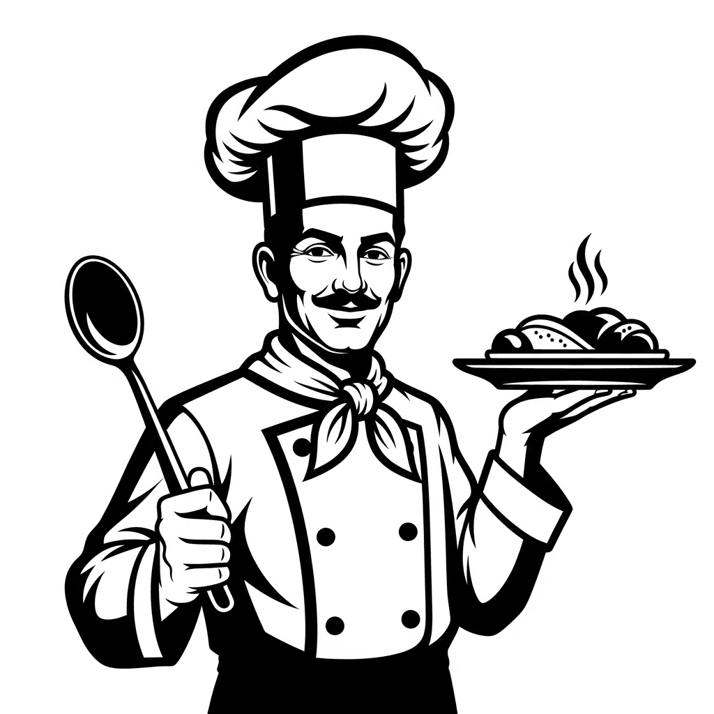 Free Black and White Chef Clipart Template to Edit Online