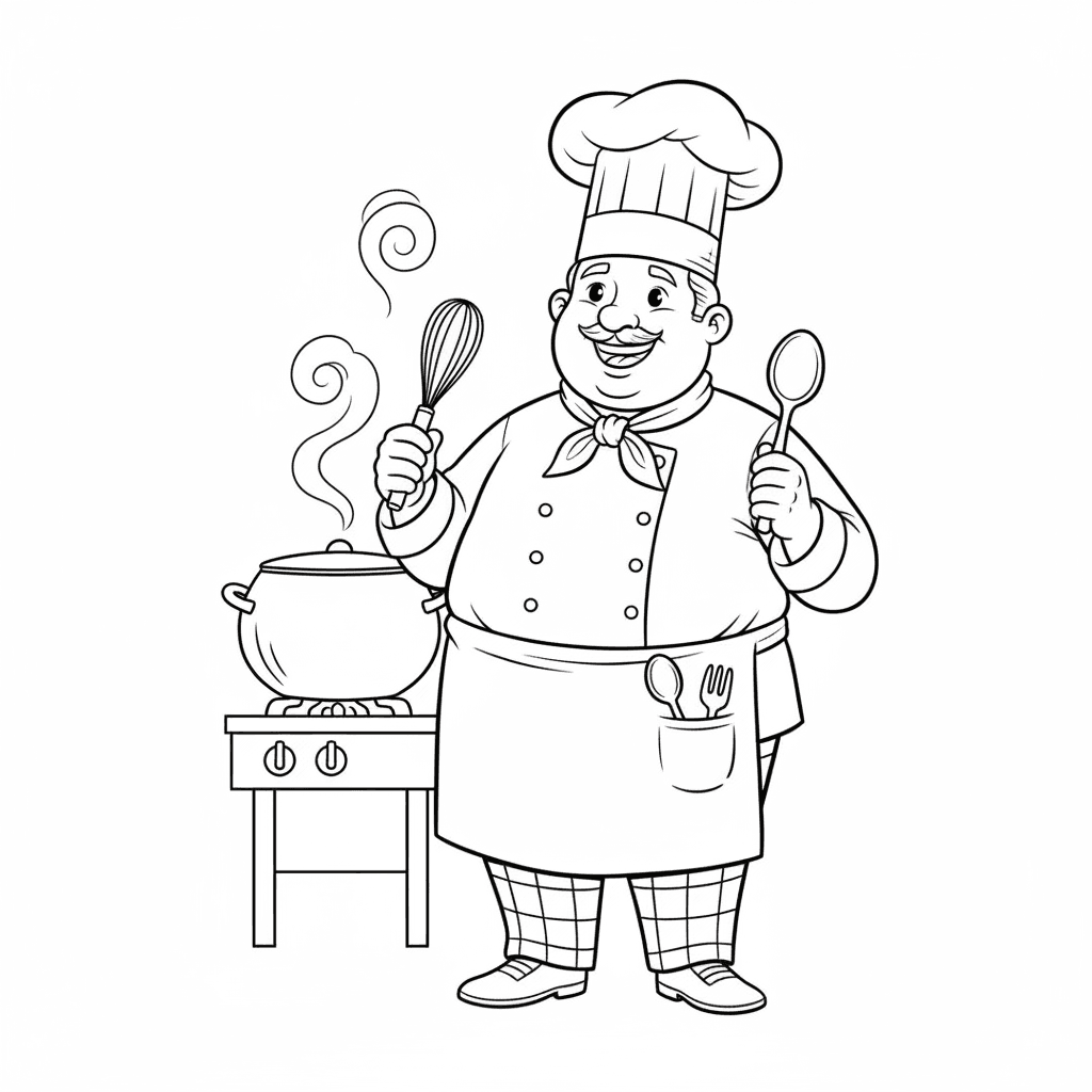 Free Coloring Chef Clipart Template to Edit Online