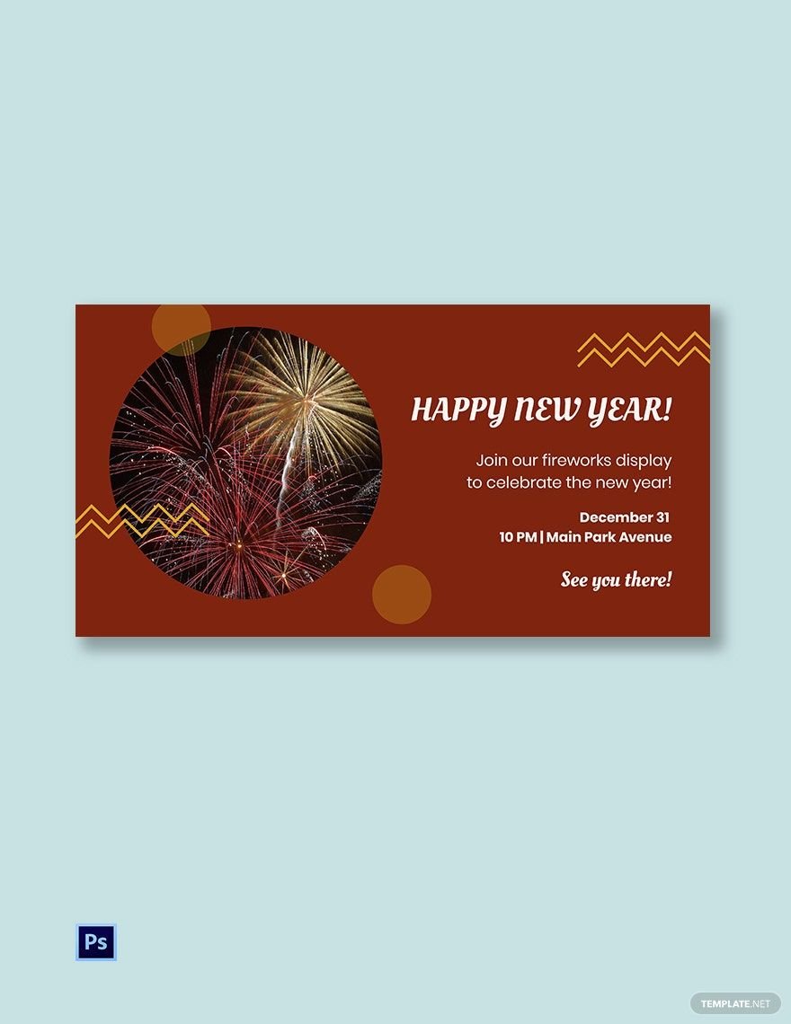Free New Year Fireworks Show Facebook Post Template