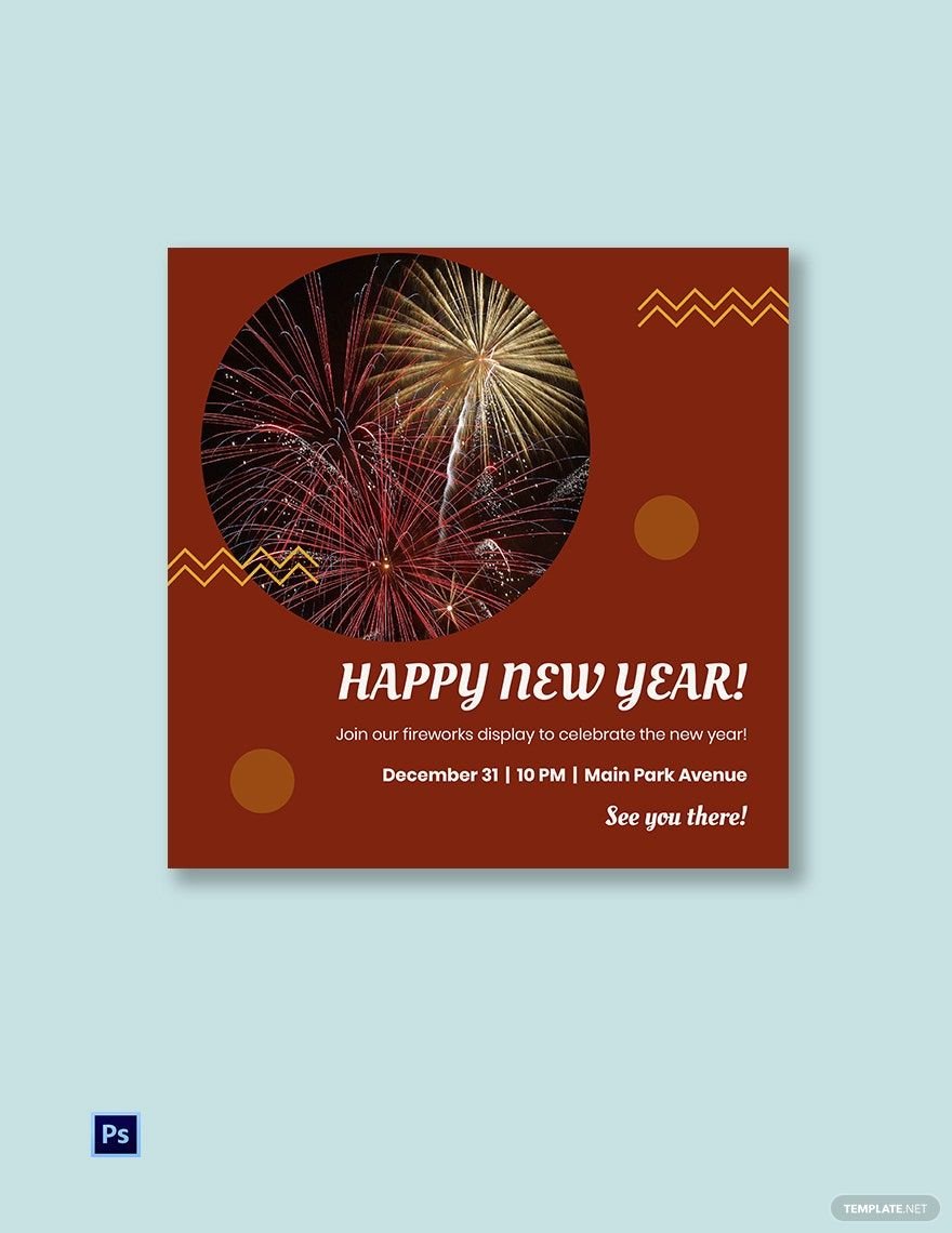 Free New Year Fireworks Show Instagram Post Template in PSD
